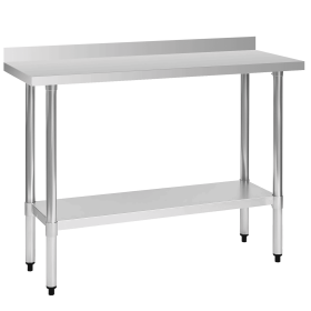 18" x 48" 18-Gauge Stainless Steel Commercial Work Table with 4" Backsplash and Undershelf