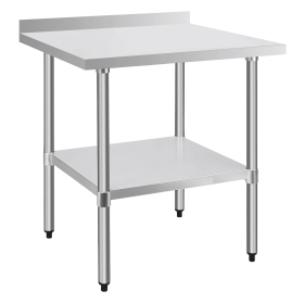 30" x 30" 18-Gauge Stainless Steel Commercial Work Table with 4" Backsplash and Undershelf