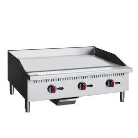Commercial Gas Griddle - 36" Countertop Griddle. 90,000 BTU Flat Top Griddle, Natural Gas (NG) / Propane
