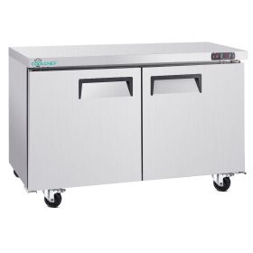 60" Commercial Double Door Worktop Refrigerator, 17 Cu.ft Stainless Steel Prep Table Fridge, R290 Heavy-Duty Undercounter Cooler
