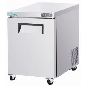 28" Commercial Worktop Refrigerator, 6.8 Cu.ft Single Door Stainless Steel Prep Table Fridge, R290 Undercounter Refrigerator with Casters