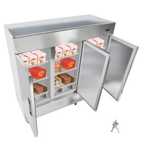 Commercial Freezer, 32.2 in Width Reach In Upright-Freezer Three Door, 66.9 Cu.ft Auto-Defrost Freezer with 12 Adjustable Shelves