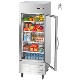 Commercial Refrigerator, 29.02 in Width Reach In Upright Refrigeration Single Glass Door