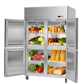 Commercial Refrigerator, 31.89 in Width Reach In Upright Refrigeration Four Door, 31.4 Cu.ft Auto-Defrost Refrigerator with 6 Adjustable Shelves