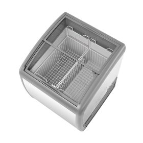 Commercial Ice Cream Display Case, 5.4 Cu.ft Chest Freezer, -19 to 3 F Temp Adjustable Mobile Top Deep Freezer with 2 Wire Baskets