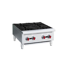 Commercial Gas Stove 4-Burner - 100,000 BTU Countertop Cooking Stove Range, Heavy-Duty Hot Plate, Stainless Steel Cooking Equipment for Restauran