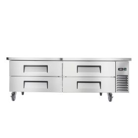 Chef Base Refrigerator, 72" W Commercial Chef Bases Worktop Refrigerators, 4-Drawer Under Counter Fridge with 12 Pans Stainless Steel