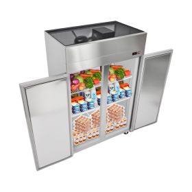 Commercial Refrigerator, 31.89 in Width Reach In Upright Refrigeration Double Door, 32.1 Cu.ft Auto-Defrost Refrigerator with 8 Adjustable Shelve
