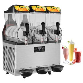 Commercial Slushy Machine, 36L/9.6Gal Stainless Steel Margarita Smoothie Frozen Drink Maker, 150 Cup Triple Bowl Slushie Maker