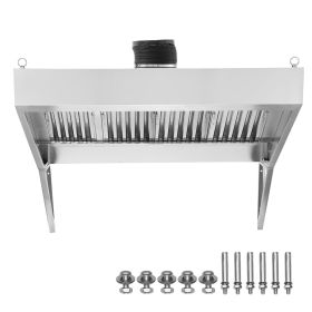 Commercial Exhaust Hood, 9FT Food Truck Hood Exhaust, 201 Stainless Steel Concession Trailer Hood with 4 Detachable U-shaped Grid Oil Filter Mesh