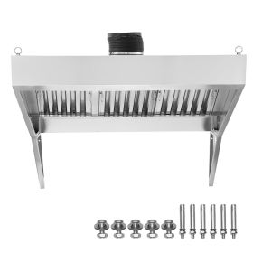 Commercial Exhaust Hood, 7FT Food Truck Hood Exhaust, 201 Stainless Steel Concession Trailer Hood with 3 Detachable U-shaped Grid Oil Filter Mesh