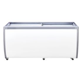 Commercial Ice Cream Display Case, 20 Cu.ft Chest Freezer, Mobile Glass Top Deep Freezer, Restaurant Gelato Dipping Cabinet with 12 Large Tubs