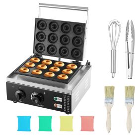 Electric Donut Maker, 1550W Commercial Doughnut Machine with Non-stick Surface, 12 Hole Double-Sided Heating Waffle Machine Makes 12 Doughnuts