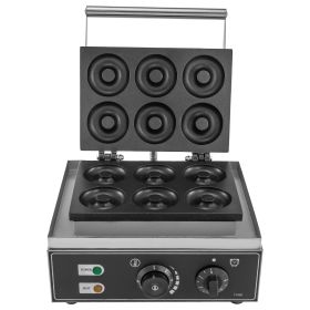 110V Commercial Waffle Donut Machine 6 Holes Double-Sided Heating 50-300Celsius, Electric Doughnut Maker 1550W