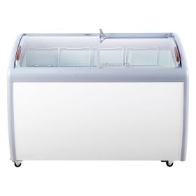 Commercial Ice Cream Display Case, 12.8 Cu.ft Chest Freezer, Mobile Glass Top Deep Freezer, Restaurant Gelato Dipping Cabinet with 4 Wire Baskets
