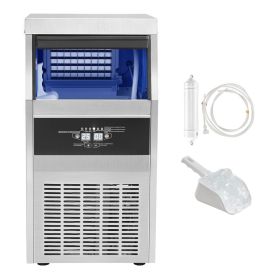Commercial Ice Maker 110-120LBS/24H with 33LBS Bin 110v, Full Heavy Duty Stainless Steel Construction, Automatic Operation, Clear Cube for Home B