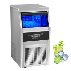 Commercial Ice Maker Machine, 90LBS/24H with 24LBS Bin, Stainless Steel Automatic Operation Commercial Ice Maker for Home Bar Restaurant