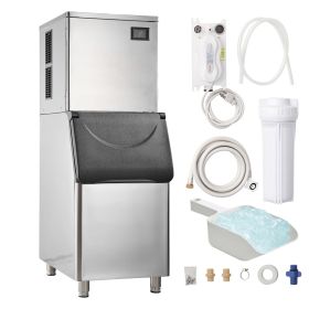 Commercial Ice Maker, 400LBS/24H Ice Making Machine with 330.7LBS Large Storage Bin