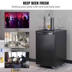 Beer Kegerator, Single Tap Draft Beer Dispenser, CO2 Cylinder, Drip Tray & Rail, 32 Fahrenheit - 50 Fahrenheit Temperature Control, Holds 1/6, 1/
