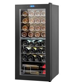 32-Bottle Wine Cooler, Dual Zone & Dual Temperature Wine Fridge, Freestanding Refrigerator with Digital Control