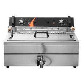 Commercial Deep Fryer, 3000W Electric Turkey Fryer with Basket, Large Capacity 30.6Qt / 29L Countertop Single Oil Fryer, Stainless Steel, Temp Co