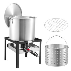60 Qt Seafood Boiling Kit with Strainer, Outdoor Seafood Boil Pot and Basket, Cooking Set for Crab Crawfish Lobster Boiling