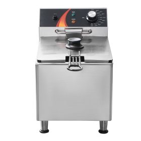Commercial Deep Fryer, 1750W Electric Countertop Fryer with Basket & Height-Adjustable Feet, 12Qt / 11.5L Stainless Steel Single Oil Fryer