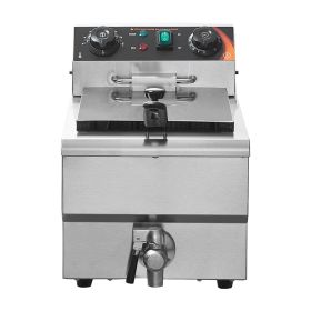 Commercial Deep Fryer, 1500W Electric Countertop Fryer with Basket, 11.6Qt / 11L Stainless Steel Single Oil Fryer with Time & Temp Control