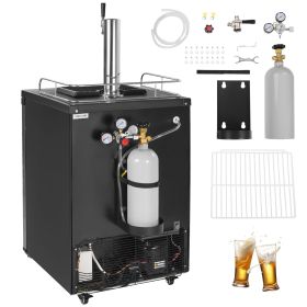 Beer Kegerator, Single Tap Draft Beer Dispenser, Full Size Keg Refrigerator With Shelf, CO2 Tank(No Gas), Drip Tray & Rail