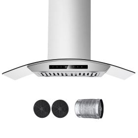 Range Hood, 30 inch Chimney-Style Ceiling Mount Vent, 800 CFM Stainless Steel Kitchen Stove Hood with Gesture & Touch Control, LED Light