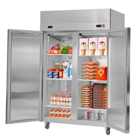 Commercial Refrigerator and Freezer Combo, 31.89 in Width Reach In Upright-Freezer Double Door