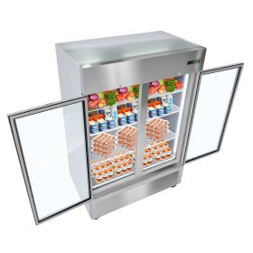 Commercial Refrigerator, 32.2 in Width Reach In Upright Refrigeration Double Glass Door