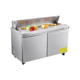 60"W Commercial Refrigerator, 15.4 Cu. Ft Sandwich Prep Refrigerated Table, Mega Top Food Prep Fridge with 16 Pans and Cutting Board