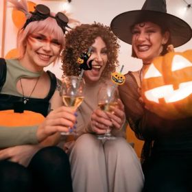 25Pcs Halloween Party Striped Decorative Straws Disposable Drinking Straws Paper Straw Decor Happy Halloween Ghost Lantern Black Cat Halloween Pa (Option: Straw decor)