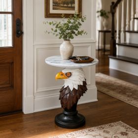 Eagle Head Accent Table Animal Statue End Tables Livingroom (Option: Brown + Antique White)