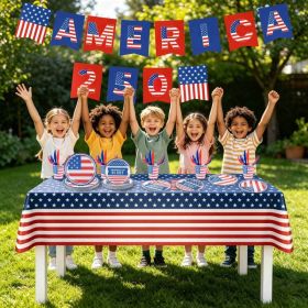 Independence Day 250th Anniversary Party Supplies, Disposable Red White Blue Tableware Set 181Pcs for 24 People, Waterproof Paper Plates Napkins (Option: As Pic)