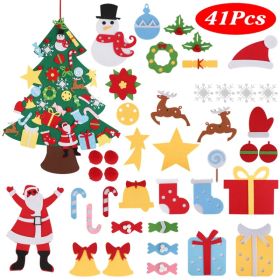 DIY Felt Christmas Tree 41Pcs Detachable Ornaments for Kids Toddler Wall Hanging Christmas Decoration Xmas Gift (Option: Multi-color)