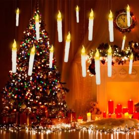 12Pcs Flameless Floating Candles LED Magic Hanging Candle Light Battery Operated Flickering Warm Light Window Candle With Magic Wand Remote for H (Option: Warm Light)