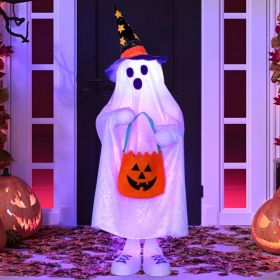 Halloween Decorations Outdoor Light Up Ghost Color Changing 38 Inch,1Pack Standing Ghost With Candy Pocket,Spooky Trick Or Treater,Flexible Arms (Option: White)