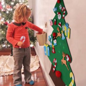 Christmas Tree For Toddlers, Hanging Christmas Decorations 3FT Felt Christmas Tree For Kids Wall With 26 Christmas Ornaments Set (Option: Green)