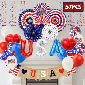 4th of July Decorations Set,Patriotic Party Supplies with USA Foil Balloons Paper Fans Confetti Balloons Hanging Streamers Star Confetti Flags fo (Option: Decoration Set)