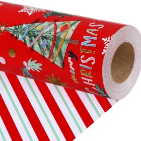 Red Christmas Wrapping Paper, Classic Tree & Candy Cane Striped (Option: Red)