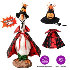 Porch Goose Halloween Costume for 23" Goose Statue Sparkling Sequin Goose Costume with Pumpkin Spider Wizard Hat Halloween Yard Decor (Option: Type 1)