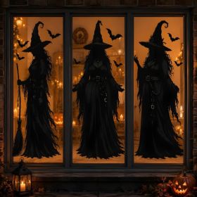 Halloween Decorations  Witch Window Clings For Halloween Party Decor  11.4 X 27.6 Halloween Window Decorations For Indoor Outdoor (Option: Black)