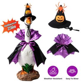 Porch Goose Halloween Costume for 23" Goose Statue Sparkling Sequin Goose Costume with Pumpkin Spider Wizard Hat Halloween Yard Decor (Option: Type 3)