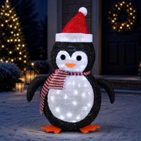 27.5 Inch Lighted Christmas Penguin For Outdoor Christmas Decorations, Pop-Up Penguin Yard Decor With 45 Cool White LEDs (Option: Cool White)