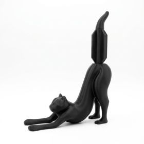 3D Printed Stretching Cat Toilet Paper Holder, Cute Animal Paper Roll Stand For Bathroom Kitchen Desk Home Decor (Option: 1 Piece-Black-Cat)