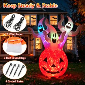 6FT Halloween Inflatable Ghost Pumpkin With Colorful LED Lights Yard Blow Up Decor ---Unavailable Platform-Temu&Amazon (Option: Y)