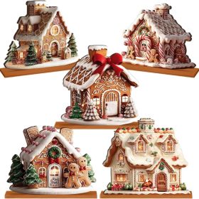 5 Pcs Gingerbread Christmas Table Decor, Gingerbread Village Set (Option: Brown)