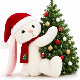 Bunny Tree Topper  Plush Bunny Hugger Decor For Christmas Tree, Curtain, Wine Bottle Holiday Home Decor (Option: White)